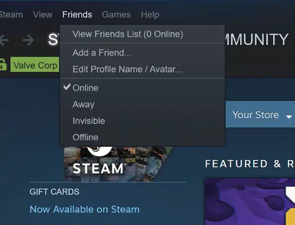 How To Appear Offline On Steam - Invisible option