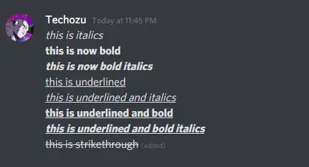 Discord Text Formatting Bold Italics