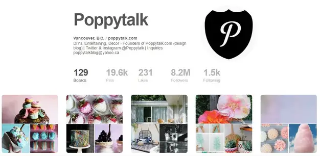 Most Followed Users On Pinterest: Poppytalk 