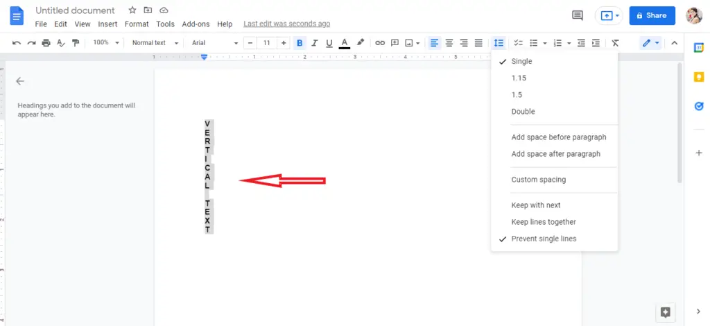 How to rotate text on Google Docs