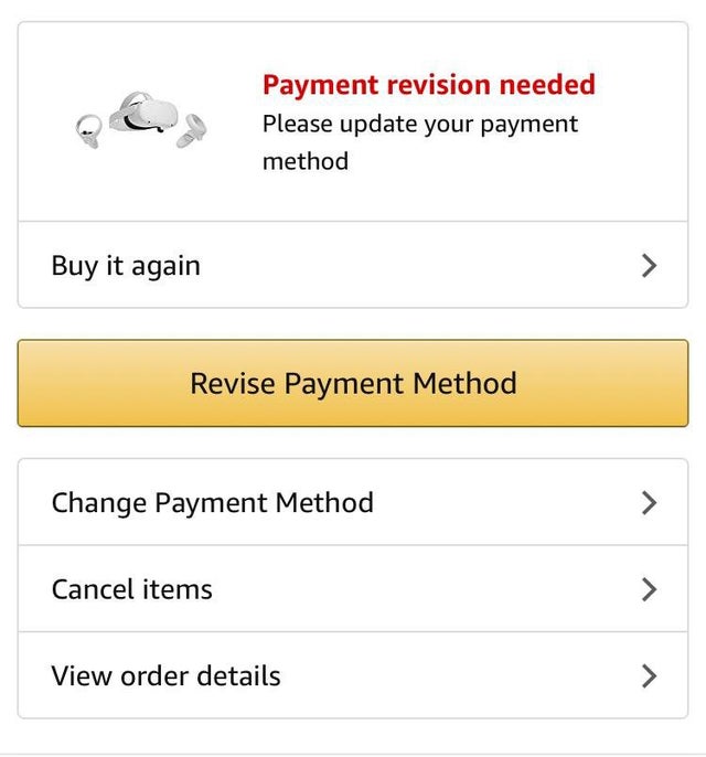 how to solve payment revision needed on amazon