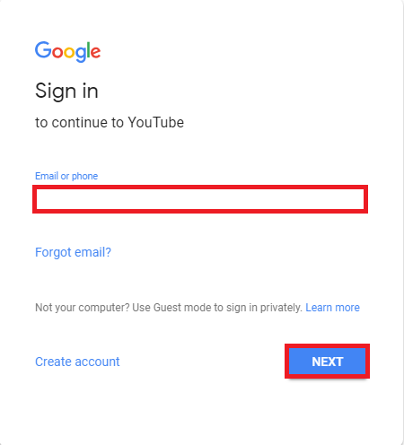 sign in youtube acount