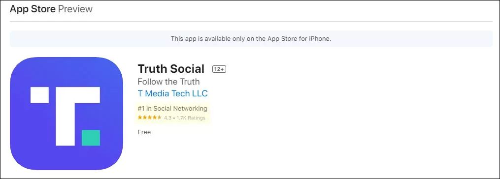 Truth Social Ratings On App Store