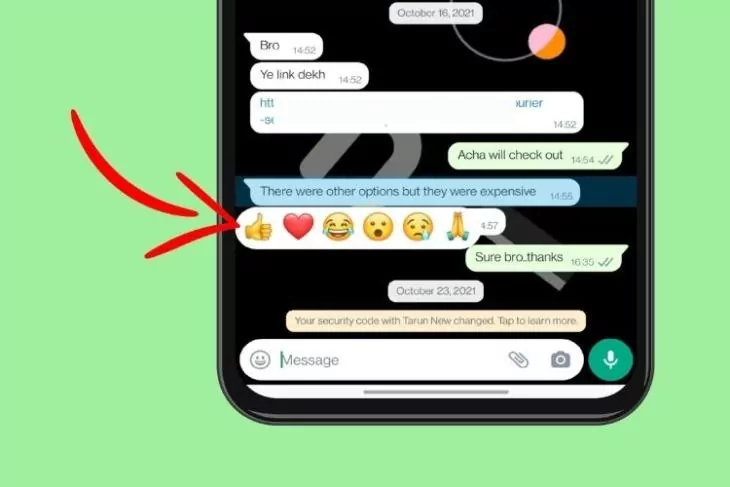 WhatsApp Quick Message Reaction