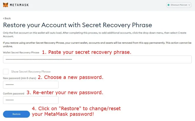 How To Recover A MetaMask Password?