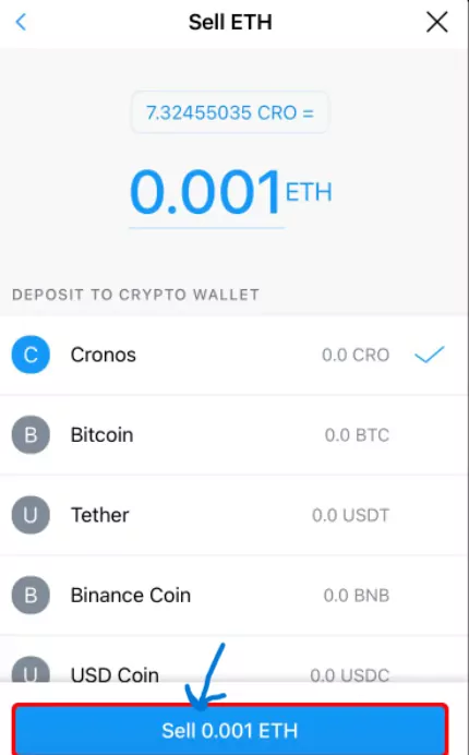 How to sell crypto on Crypto.com on your iOS device