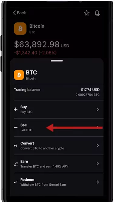 How to sell crypto on Gemini: Sell