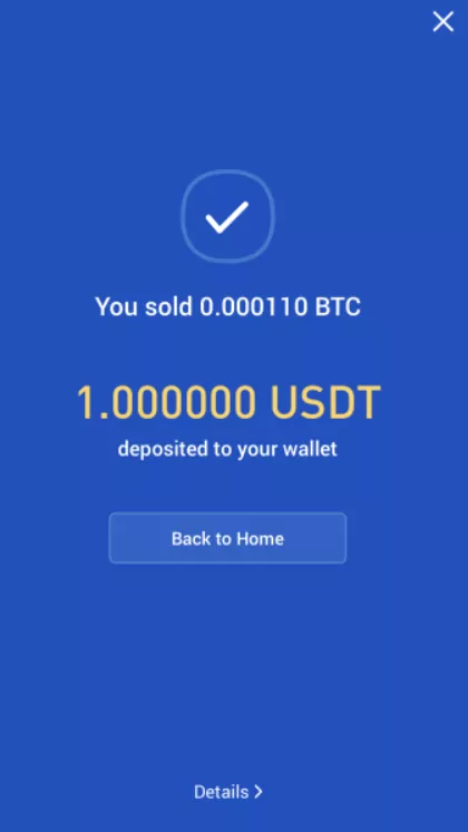 How to sell crypto on Huobi Lite: Sold