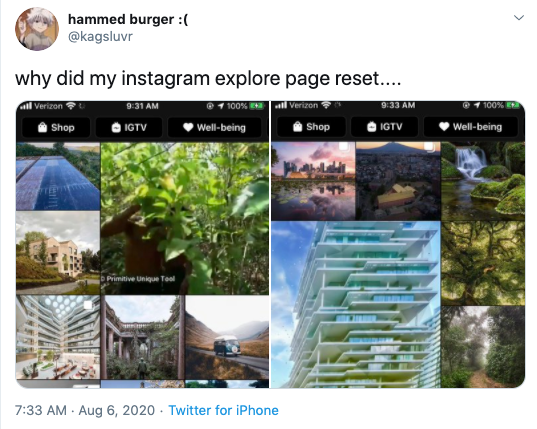 why did my instagram explore page reset?