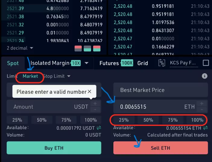 How to sell crypto on KuCoin: Proceed to sell