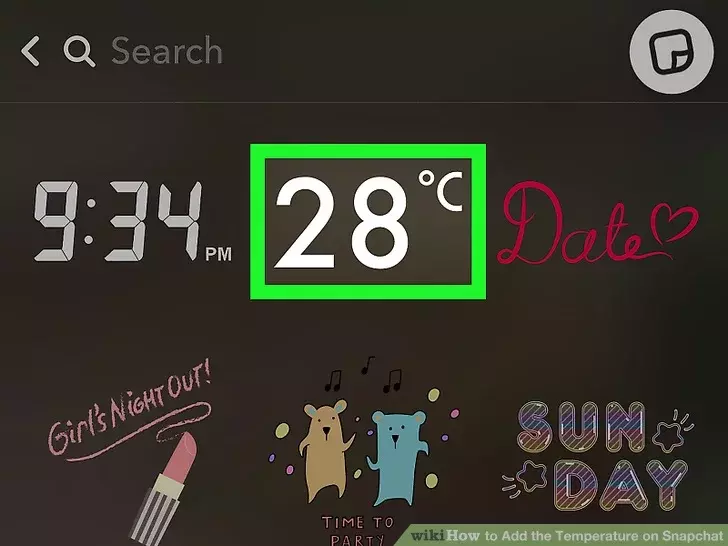 How to add temperature to snapchat