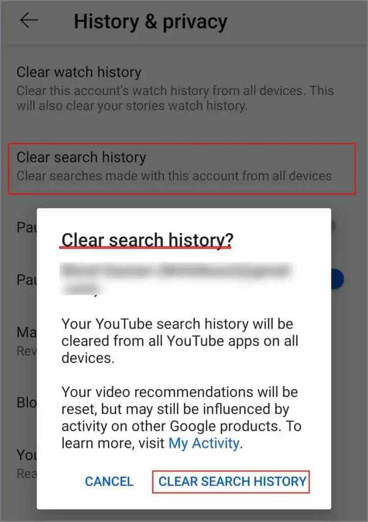 how to delete all searches on my phone