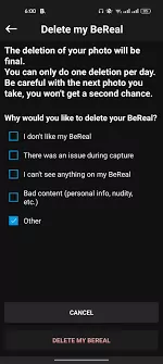 How To Use BeReal: delete BeReal