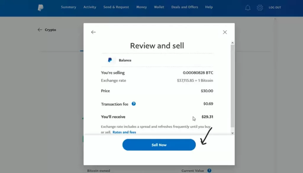 How to sell crypto on PayPal: Sell now