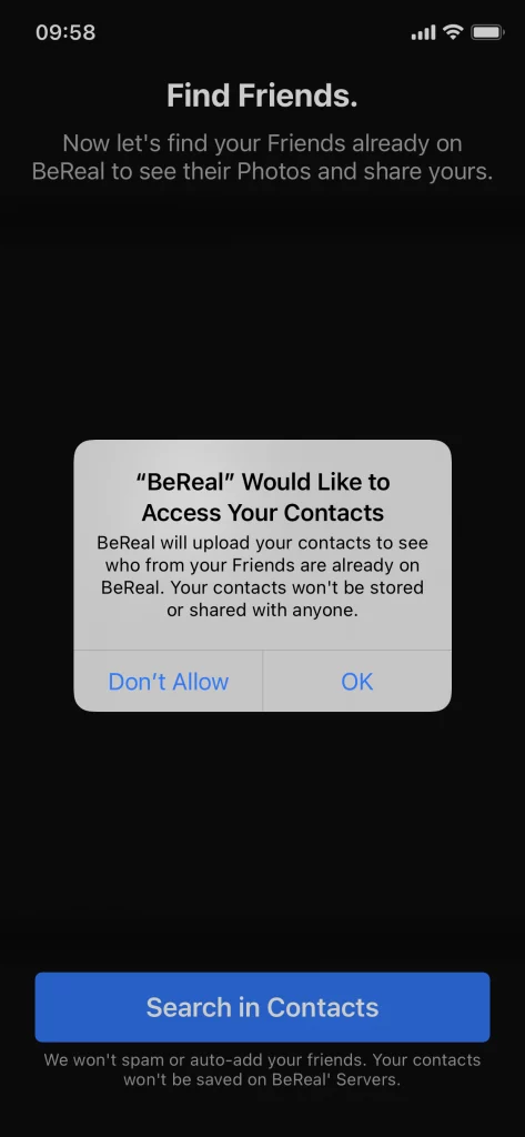 How To Use BeReal: Adding contacts