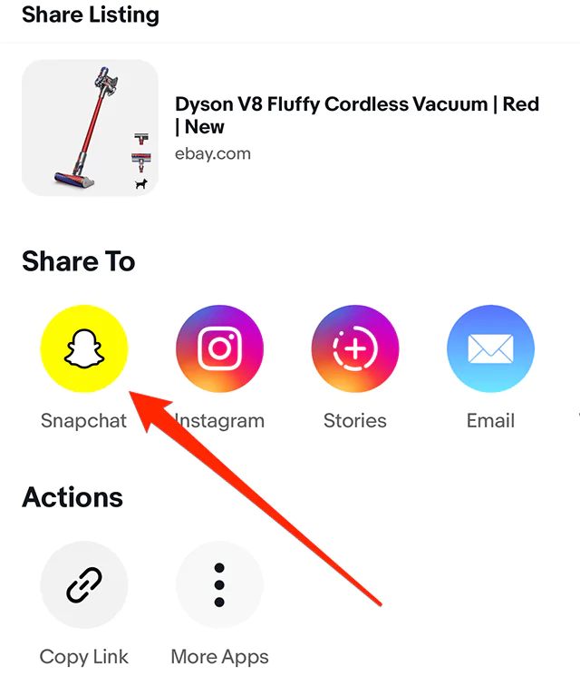 How to Share eBay listing on Snapchat