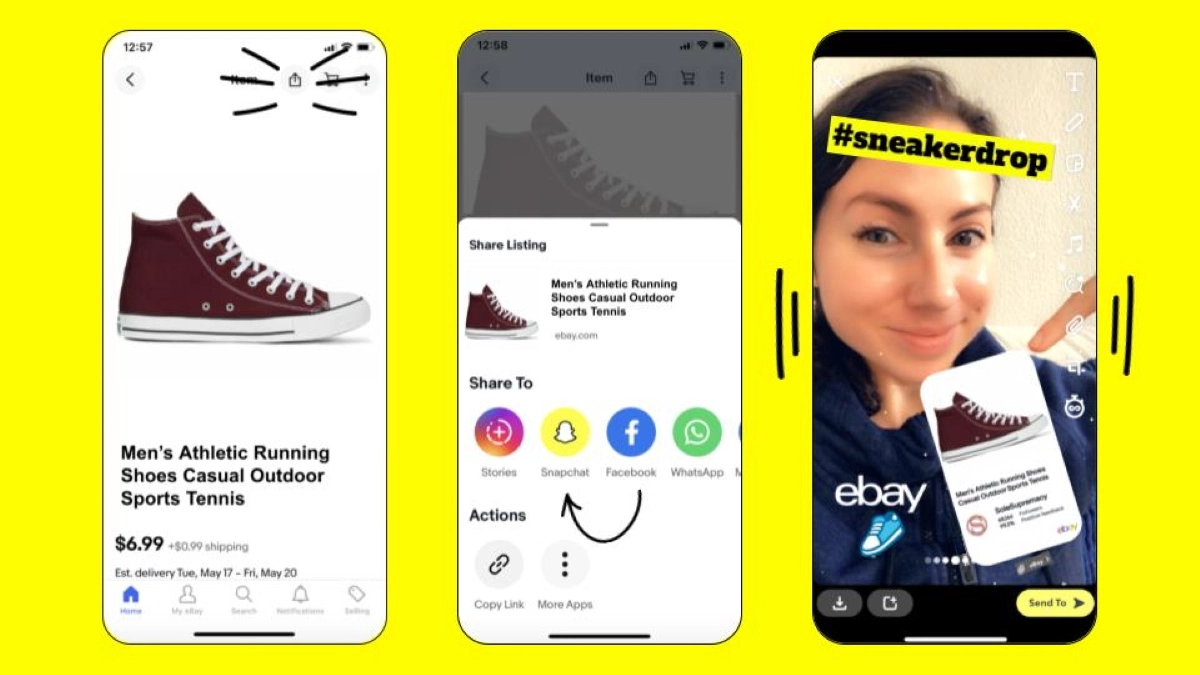 How to share ebay listing on Snapchat