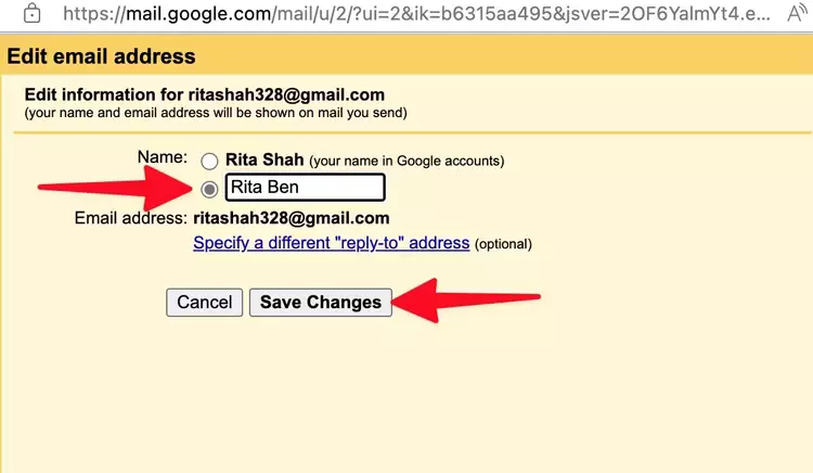 how to change display name in Gmail