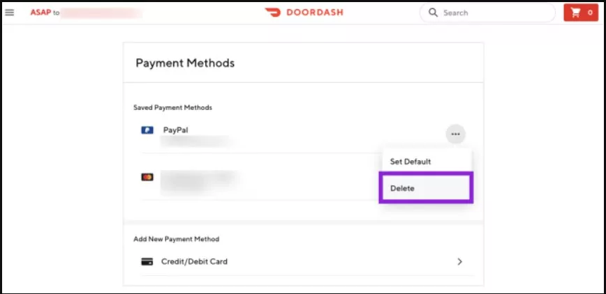 How Do I Remove My Card From DoorDash Through The Website