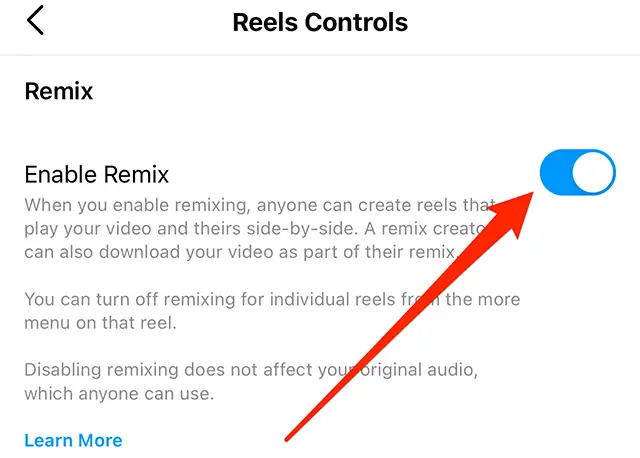 How To Disable Remix For All Reels?