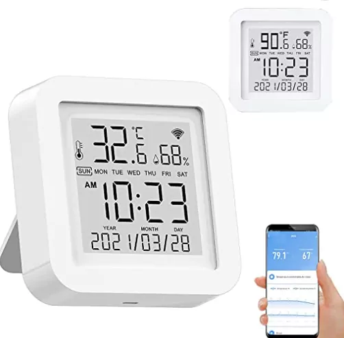 What Are The Best WiFi Thermometers & Hygrometers For 2022: Smart WiFi Temperature And Humidity Monitor: TUYA WiFi Thermometer Hygrometer Sensor