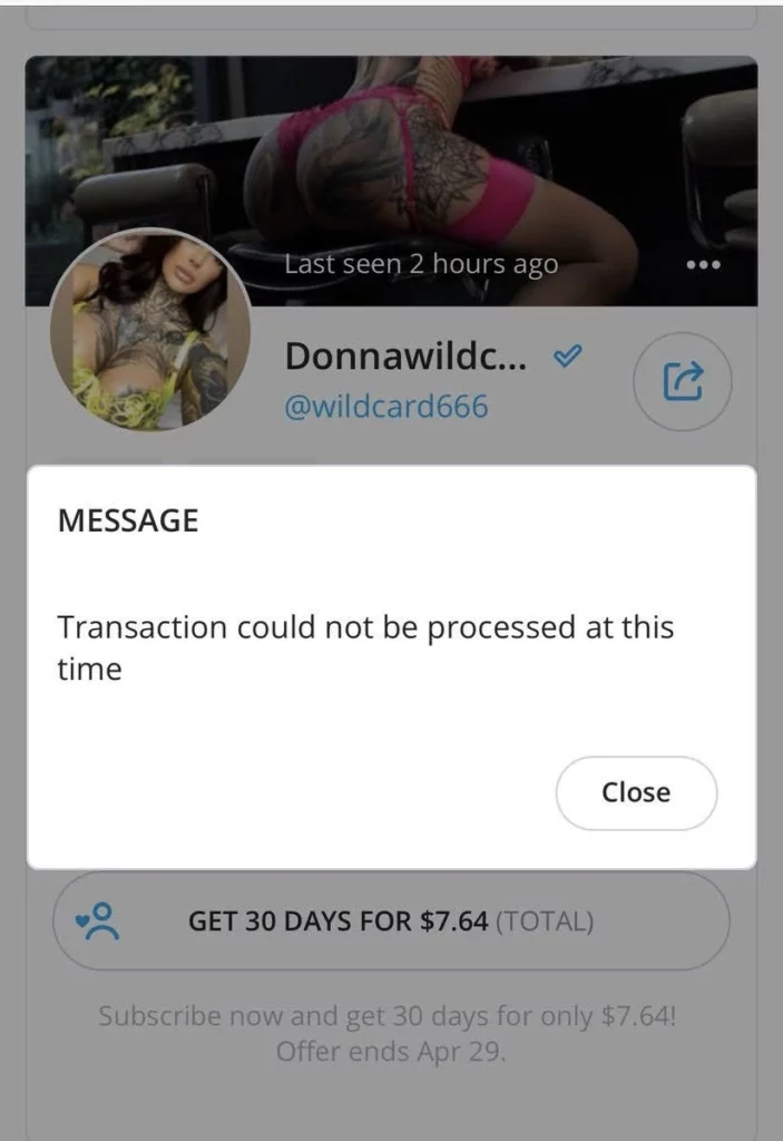 OnlyFans Payment Not Working