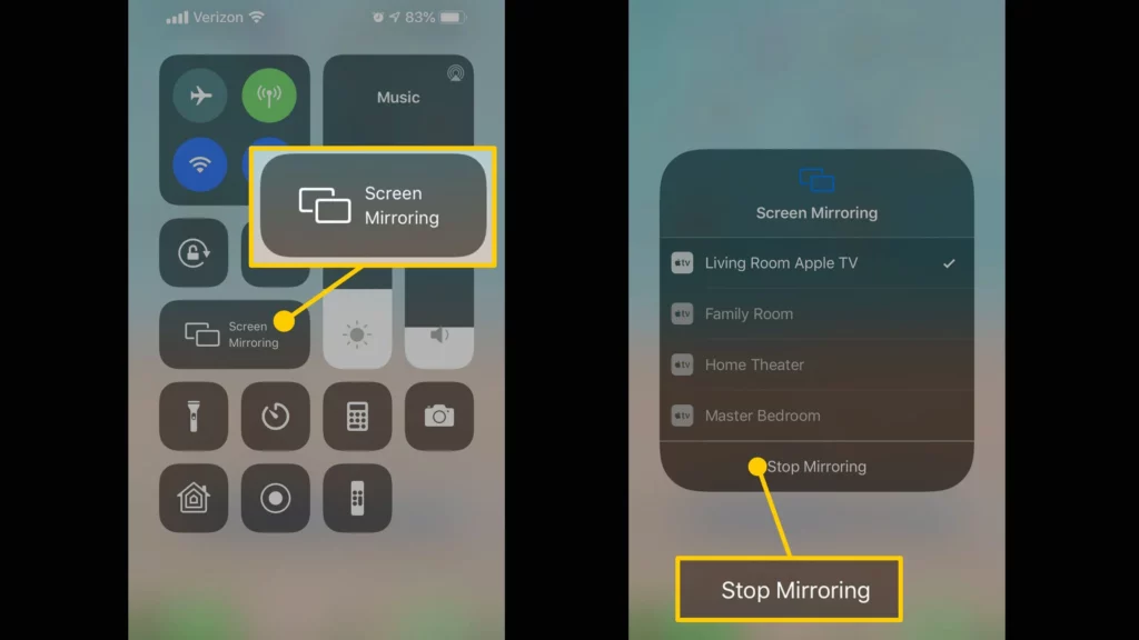 How to Disable Apple TV Remote on iPhone - screen  mirroring