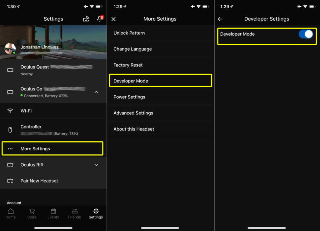 How To Connect Oculus Quest To Mac - developer mode