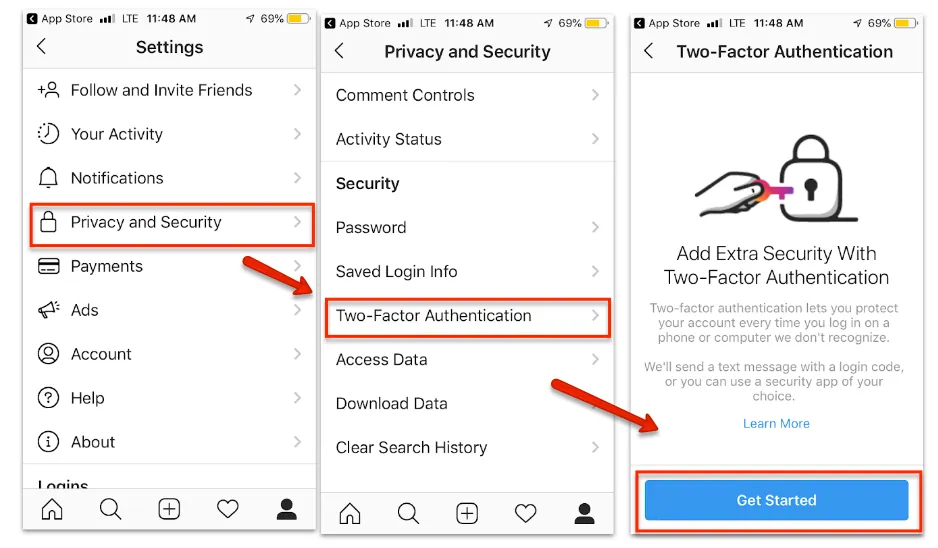  security@mail.instagram.com - enable two factor authentication