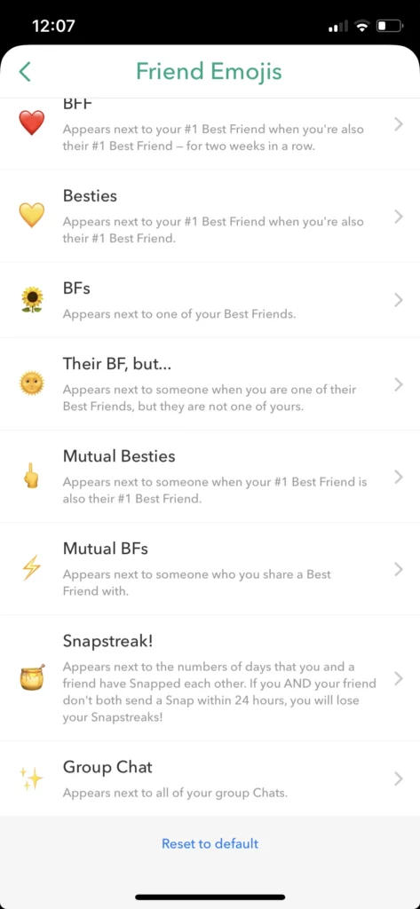 Snapchat Best Friends List - Emojis
