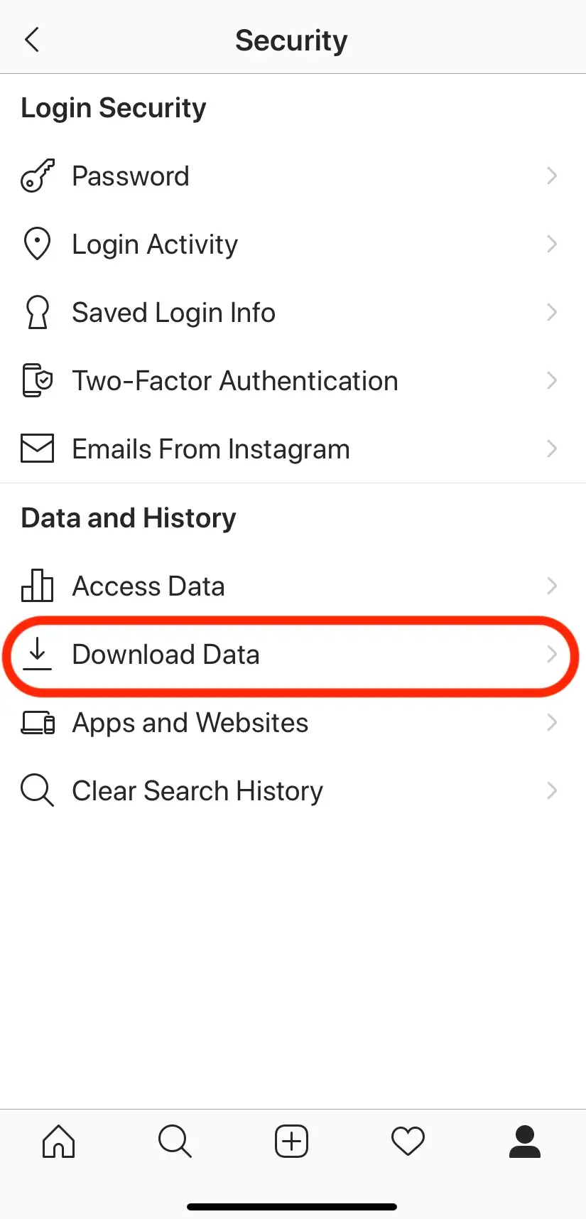 Instagram data download