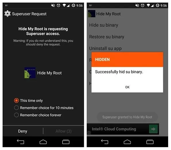 hide root from Snapchat using Hide my root app