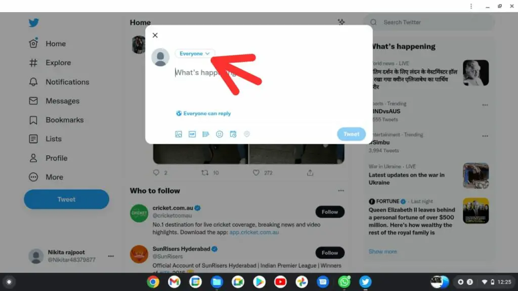 After that you will enter into the Choose Audience menu, click on the Edit button from there on the right side of the Twitter Circle option.