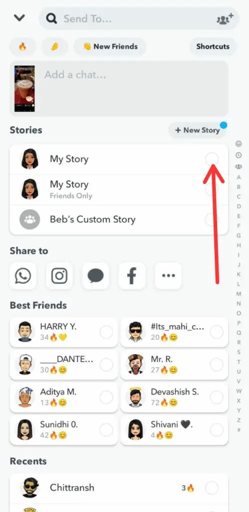 Next, click on the Add to Story button to upload a story.