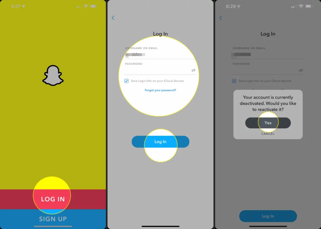 Delete Your Snapchat Account - login
