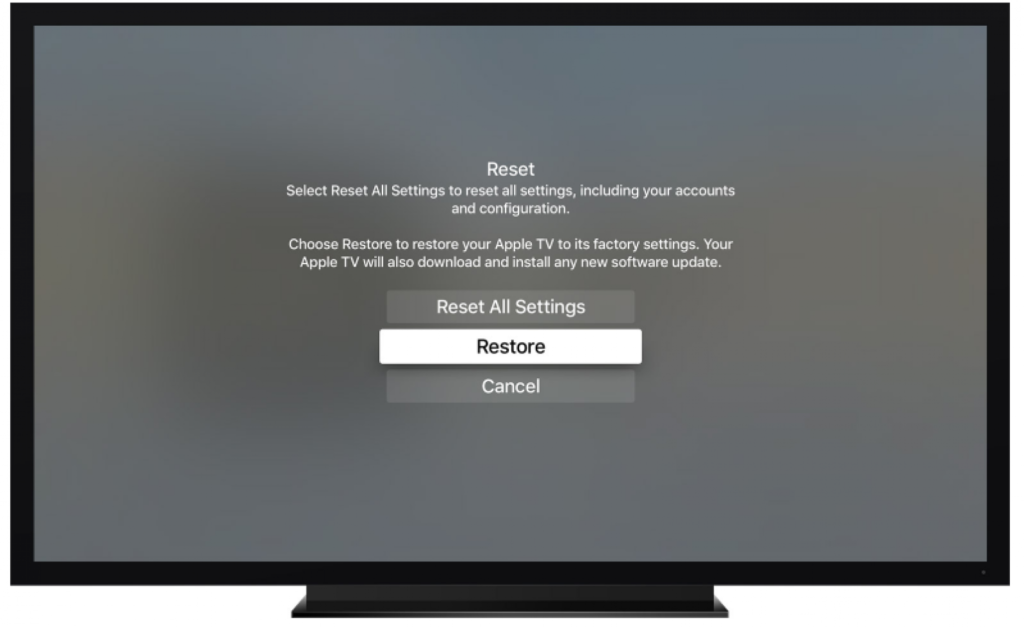 appletv stuck in conference room display screen- restore