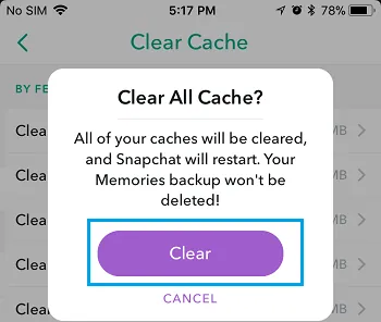 Clear The Snapchat App Cache