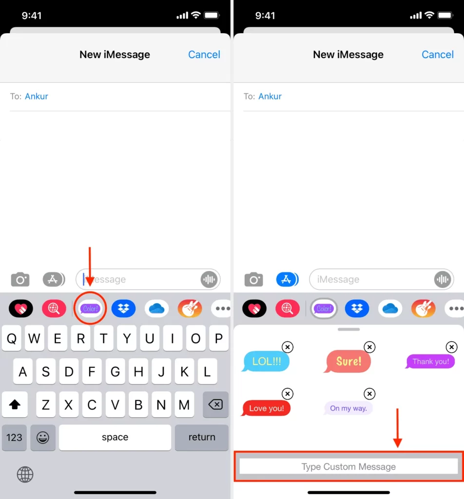 How To Change The Color Of iMessage - type custom message