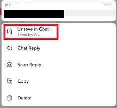 delete chat on snapchat - unsave