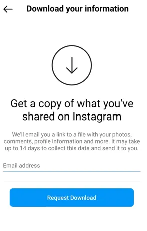 How To Use The Instagram Download Data Tool - email address & request download