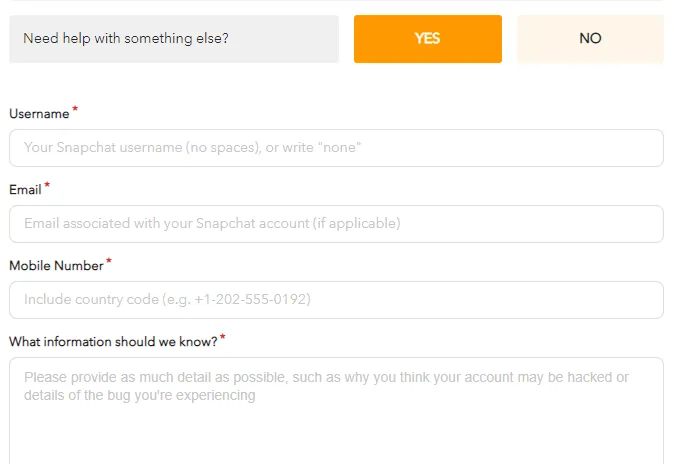 How to reset your Snapchat password without an email or phone number - form 