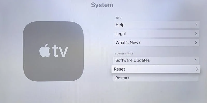 appletv stuck in conference room display screen - reset your tv