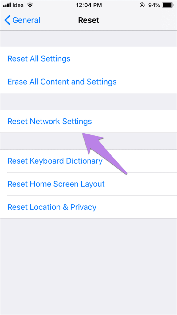 Reset Network Settings