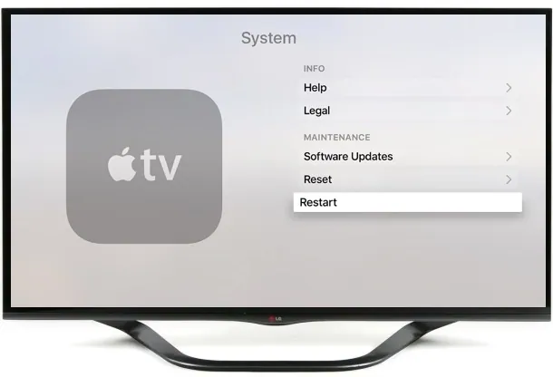 Apple TV Stuck On Conference Room Display Screen - restart your TV