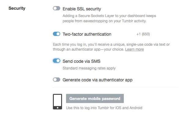 delete Tumblr account on app