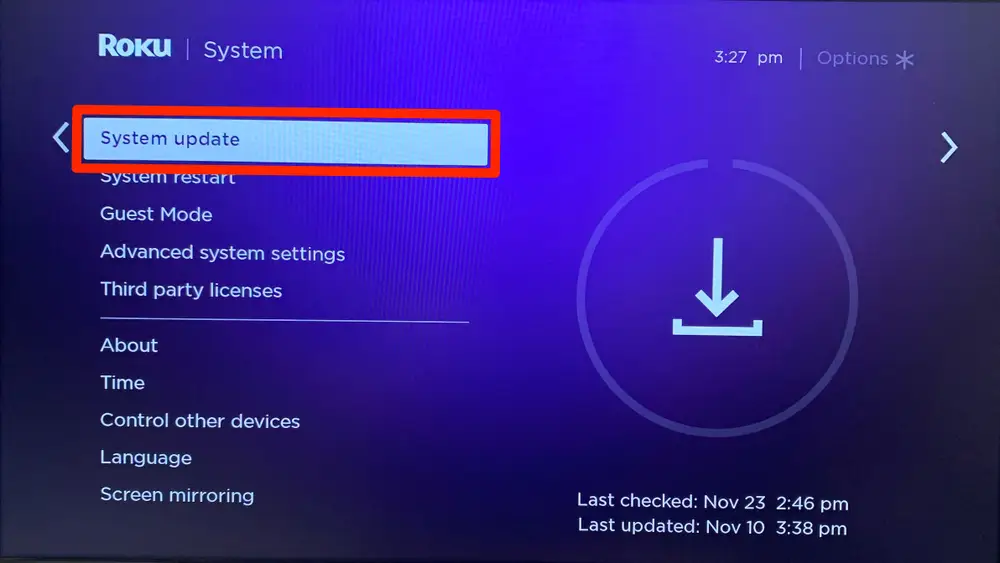 How To Fix Roku HBO Max Not Working - system update