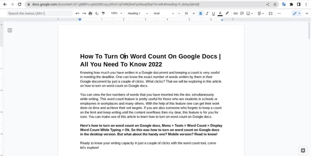 How To Turn On Word Count On Google Docs