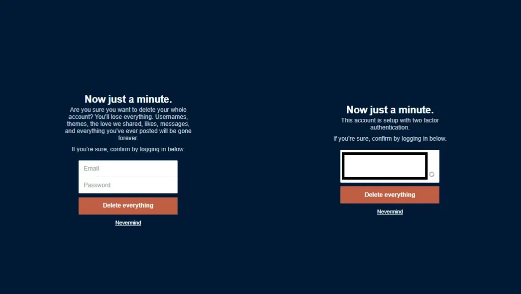 delete Tumblr account on app