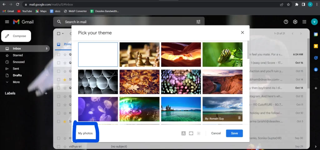 How To Use Your Own Photo As Gmail Background - my photos
