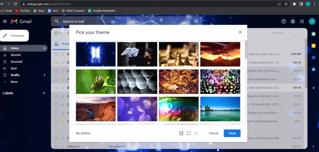 How To Use Your Own Photo As Gmail Background - select pic